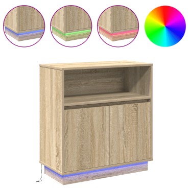vidaXL Μπουφές με LED Σομόνα Δρυς 71x34,5x75cm Κατασκευασμένο από Ξύλο Μηδιάς 1 τεμ.