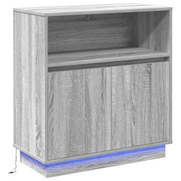 vidaXL Μπουφές με LED Γκρι Σονομά 71x34,5x75cm Επεξεργασμένο ξύλο 1 τεμ.
