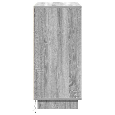 vidaXL Μπουφές με LED Γκρι Σονομά 71x34,5x75cm Επεξεργασμένο ξύλο 1 τεμ.