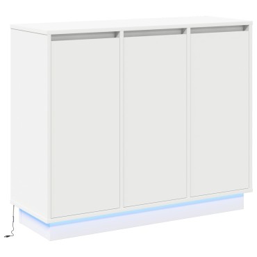 vidaXL Κομοδίνο LED Λευκό 90x32x75cm από Επεξεργασμένο Ξύλο 1 τεμ.