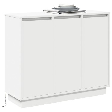 vidaXL Κομοδίνο LED Λευκό 90x32x75cm από Επεξεργασμένο Ξύλο 1 τεμ.
