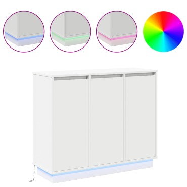 vidaXL Κομοδίνο LED Λευκό 90x32x75cm από Επεξεργασμένο Ξύλο 1 τεμ.