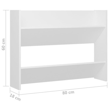 vidaXL Παπουτσοθήκη Τοίχου Λευκή 80x18x60cm από Επεξ. Ξύλο