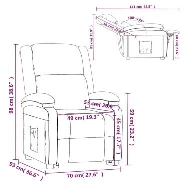 vidaXL Πολυθρόνα Ανακλινόμενη Taupe Υφασμάτινη 70x93x98cm 1 τεμ.