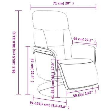 vidaXL Πολυθρόνα Relax Σκούρο Γκρι Βελούδινη με Υποπόδιο 71x91x105,5cm 1 τεμ.