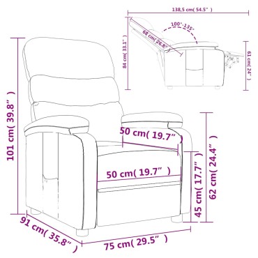 vidaXL Πολυθρόνα Ανακλινόμενη Taupe Υφασμάτινη 75x91x101cm 1 τεμ.