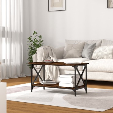 vidaXL Τραπεζάκι Σαλονιού Καπνιστή Δρυς 80x45x45cm Επεξεργασμ. Ξύλο 1 τεμ.