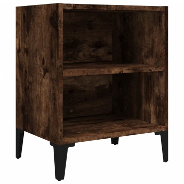vidaXL Κομοδίνο Καπνιστή Δρυς 40x30x50cm με Μεταλλικά Πόδια 1 τεμ.