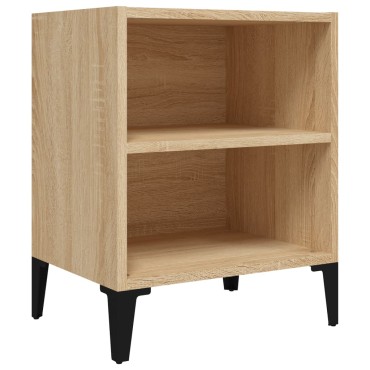 vidaXL Κομοδίνο Sonoma Δρυς 40x30x50cm με Μεταλλικά Πόδια 1 τεμ.