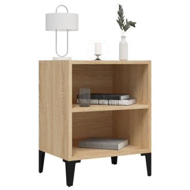 vidaXL Κομοδίνο Sonoma Δρυς 40x30x50cm με Μεταλλικά Πόδια 1 τεμ.