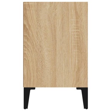 vidaXL Κομοδίνο Sonoma Δρυς 40x30x50cm με Μεταλλικά Πόδια 1 τεμ.
