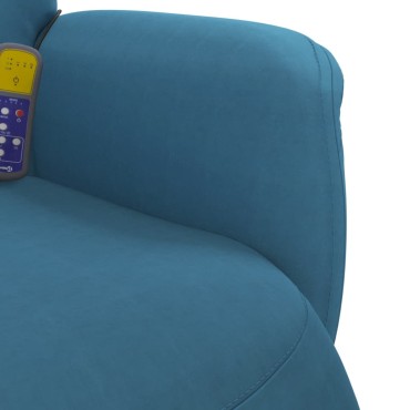 vidaXL Πολυθρόνα Μασάζ Ανακλινόμενη με Υποπόδιο Μπλε Βελούδινη 71x91x105,5cm 1 τεμ.
