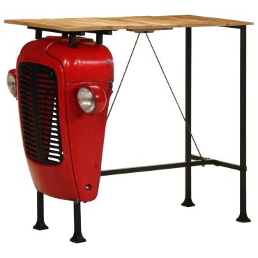 vidaXL Τραπέζι Μπαρ Τρακτέρ Κόκκινο/Καφέ 55x120x107cm Μασίφ Μάνγκο 1 τεμ.