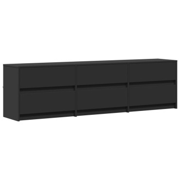 vidaXL Έπιπλο Τηλεόρασης με LED Μαύρο 180x34x50cm από Επεξ. Ξύλο