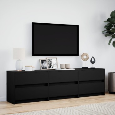 vidaXL Έπιπλο Τηλεόρασης με LED Μαύρο 180x34x50cm από Επεξ. Ξύλο