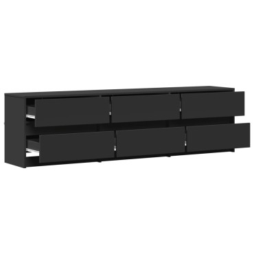 vidaXL Έπιπλο Τηλεόρασης με LED Μαύρο 180x34x50cm από Επεξ. Ξύλο