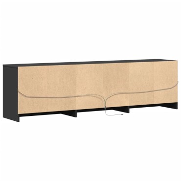 vidaXL Έπιπλο Τηλεόρασης με LED Μαύρο 180x34x50cm από Επεξ. Ξύλο