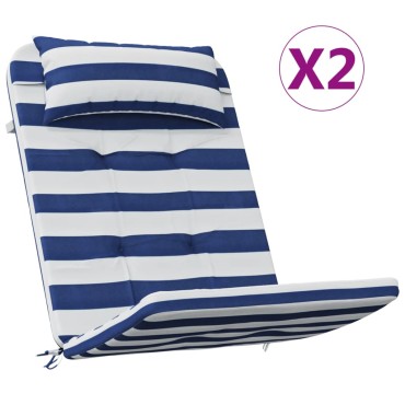 vidaXL Μαξιλάρια Καρέκλας Adirondack 2 τεμ. Μπλε&Λευκά Ριγέ Υφ. Oxford 126x58x4,5cm