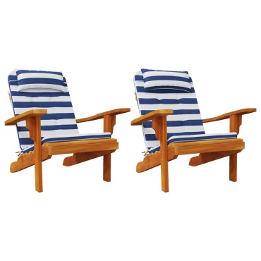 vidaXL Μαξιλάρια Καρέκλας Adirondack 2 τεμ. Μπλε&Λευκά Ριγέ Υφ. Oxford 126x58x4,5cm