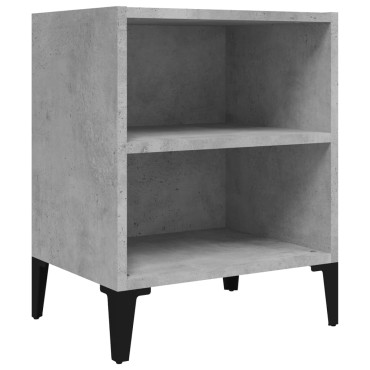 vidaXL Κομοδίνo Γκρι Σκυροδέματος 40x30x50cm με Μεταλλικά Πόδια 1 τεμ.