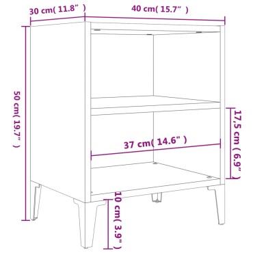 vidaXL Κομοδίνo Γκρι Σκυροδέματος 40x30x50cm με Μεταλλικά Πόδια 1 τεμ.