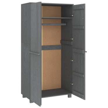 vidaXL Ντουλάπα HAMAR Σκ. Γκρι 89x50x180cm από Μασίφ Ξύλο Πεύκου 1 τεμ.
