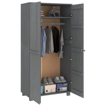 vidaXL Ντουλάπα HAMAR Σκ. Γκρι 89x50x180cm από Μασίφ Ξύλο Πεύκου 1 τεμ.