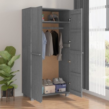 vidaXL Ντουλάπα HAMAR Σκ. Γκρι 89x50x180cm από Μασίφ Ξύλο Πεύκου 1 τεμ.