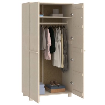 vidaXL Ντουλάπα HAMAR Καφέ Μελί 89x50x180cm Μασίφ Ξύλο Πεύκου 1 τεμ.