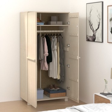 vidaXL Ντουλάπα HAMAR Καφέ Μελί 89x50x180cm Μασίφ Ξύλο Πεύκου 1 τεμ.