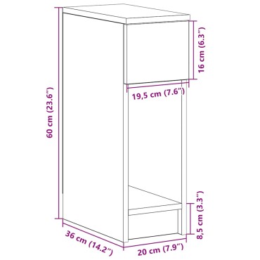 vidaXL Κομοδίνο με συρτάρι Λευκό 20x36x60cm 1 τεμ.