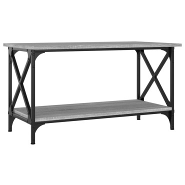 vidaXL Τραπεζάκι Σαλονιού Γκρι Sonoma 80x45x45cm Επεξ Ξύλο + Σίδηρος 1 τεμ.