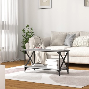 vidaXL Τραπεζάκι Σαλονιού Γκρι Sonoma 80x45x45cm Επεξ Ξύλο + Σίδηρος 1 τεμ.