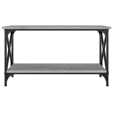 vidaXL Τραπεζάκι Σαλονιού Γκρι Sonoma 80x45x45cm Επεξ Ξύλο + Σίδηρος 1 τεμ.