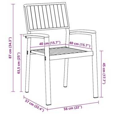 vidaXL Σετ Φαγητού 7 Τεμαχίων Solid Wood Acacia και Μετάλλου