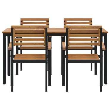 vidaXL Σετ Γεύματος Κήπου 5 Τεμαχίων Σταθερού Ξύλου Ακακίας και Μετάλλου