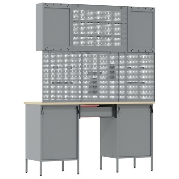 vidaXL Σετ Εργαλειοθήκης και Πινακίδας 7 Τεμαχίων Κόκκινο MDF και Μέταλλο