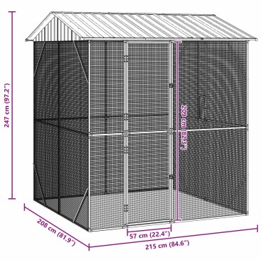 vidaXL Κλουβί Πουλιών Ανθρακί 215 x 208 x 247 εκ