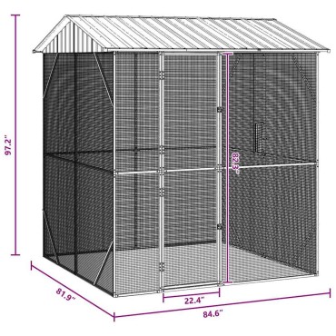 vidaXL Κλουβί Πουλιών Ανθρακί 215 x 208 x 247 εκ