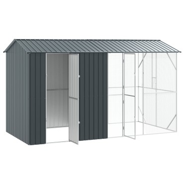 vidaXL Κλουβί Πουλιών με Προέκταση Ανθρακί 210x442x247 εκ. Χάλυβας