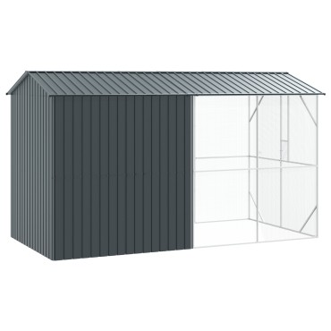 vidaXL Κλουβί Πουλιών με Προέκταση Ανθρακί 210x442x247 εκ. Χάλυβας