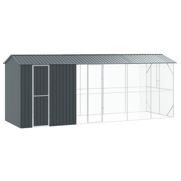 vidaXL Φυτώριο πουλιών με επέκταση Ανθρακί 210x640x247 εκ. Χάλυβας