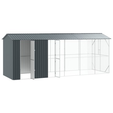 vidaXL Φυτώριο πουλιών με επέκταση Ανθρακί 210x640x247 εκ. Χάλυβας