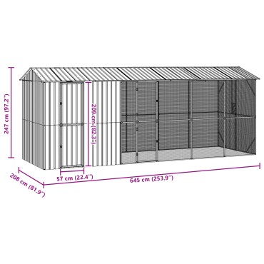 vidaXL Φυτώριο πουλιών με επέκταση Ανθρακί 210x640x247 εκ. Χάλυβας