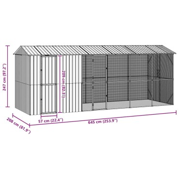 vidaXL Κλουβί Πουλιών Ανθρακί 645 x 208 x 247 εκ Επικαλυμμένος Χάλυβας