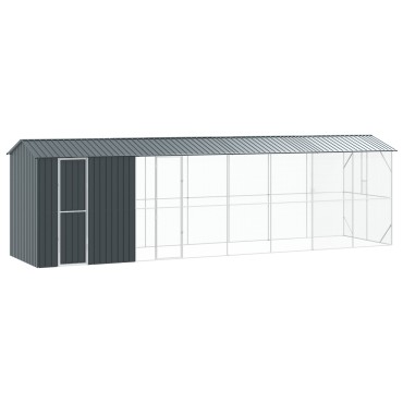 vidaXL Κλουβί πουλιών με πρόσθετο Ανθρακί 210x838x247 εκ Χάλυβας