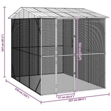vidaXL Κλουβί Πουλιών Ανθρακί 227 x 310 x 247 εκ