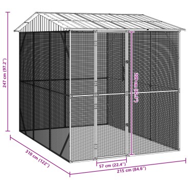 VidaXL Κλουβί πουλιών Ανθρακί 310x227x247 εκ. Χάλυβας