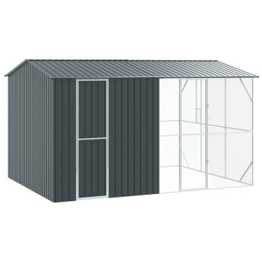 vidaXL κλουβί πουλιών με επέκταση, ανθρακί, 310x442x247 εκ., από ατσάλι