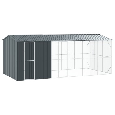 VidaXL Κλουβί Πουλιών με Προέκταση Ανθρακί 310x640x247 εκ Χάλυβας